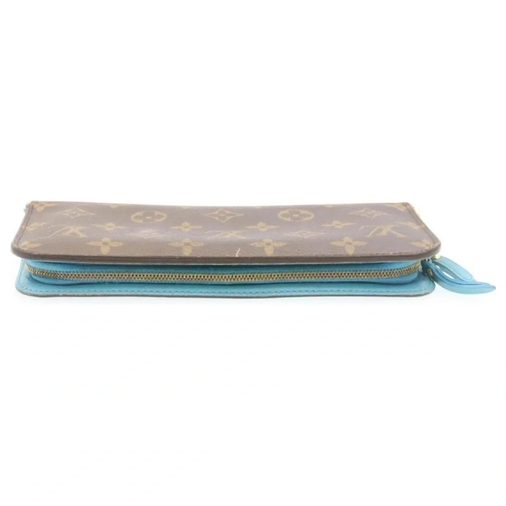 Louis Vuitton Insolite Monogram Brown Wallet with Turquoise Trim Authentic